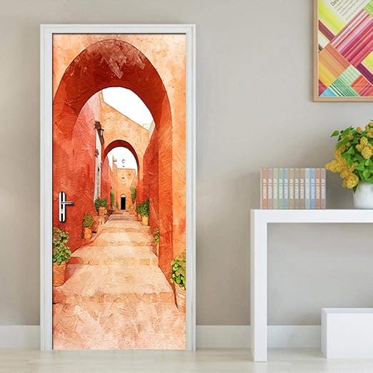 3d Etiqueta De La Puerta Arco Naranja 80x200cm Decoracion Arte
