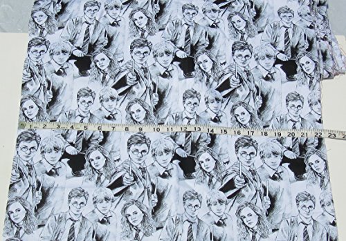 Warner Brothers Harry Potter Characters in Black and White - 100% Cotton Fabric - Sold by the Yard