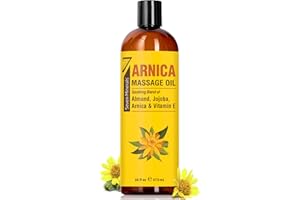 Seven Minerals Arnica Sore Muscle Massage Oil for Massage Therapy - Big 16 oz - Ideal for Professional or at-Home Body Massage. Soothing Natural Blend of Almond, Jojoba & Vitamin E