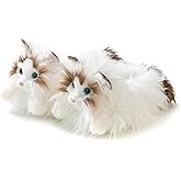 Onmygogo Indoor Fuzzy Winter Animal Cat Plush Slippers for Women Men Kids,Faux Fur,Warm House Slipper