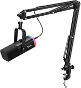 FIFINE Gaming Microphone Kit XLR/USB with Boom Arm RGB Mute Gain AM8T view 1