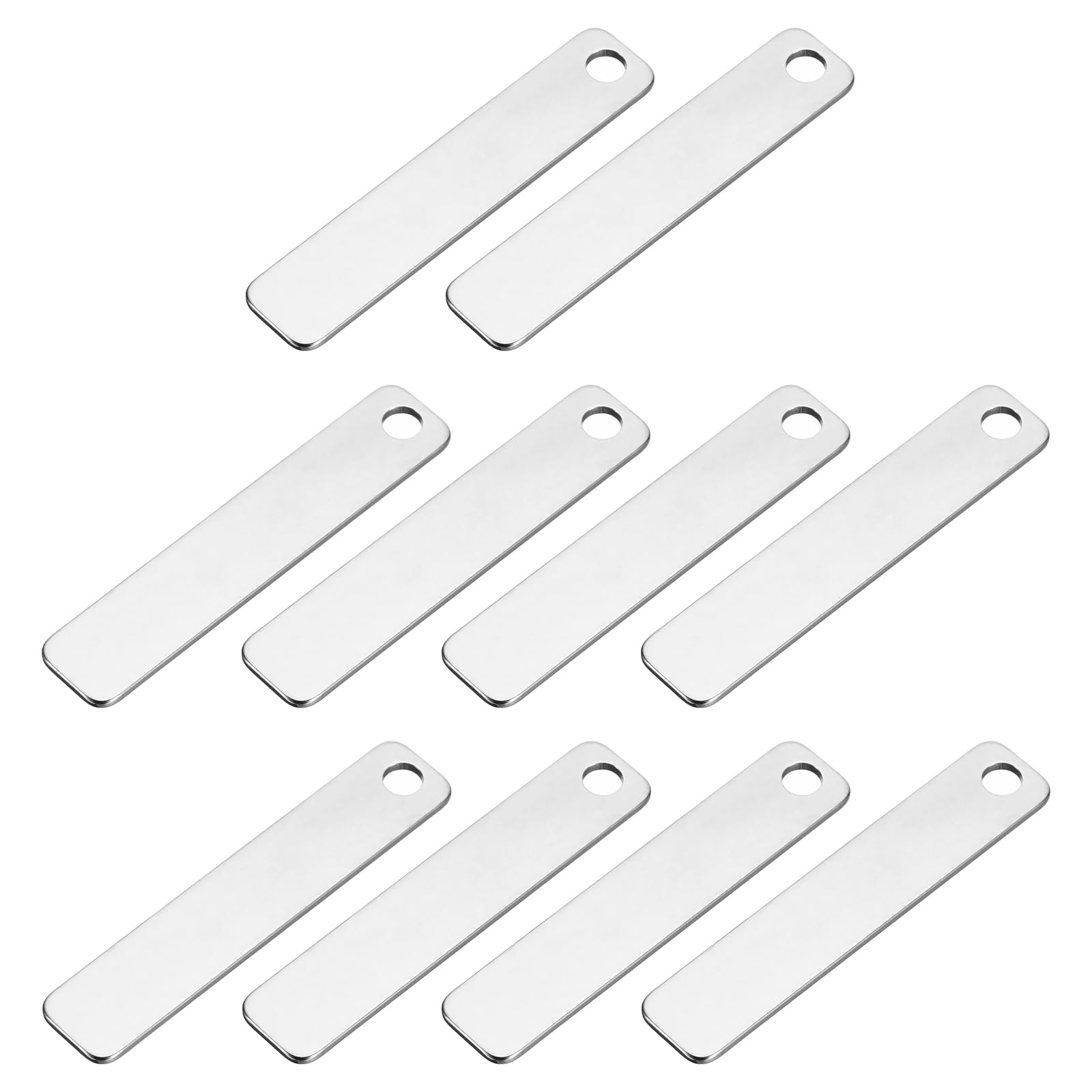 PATIKIL 1.96 Inch Engraving Metal Blanks, 10pcs Narrow Label Stamping Blank with Hole Laser Engraving Blank Tags for Pets Tags DIY Craft Decoration, Original