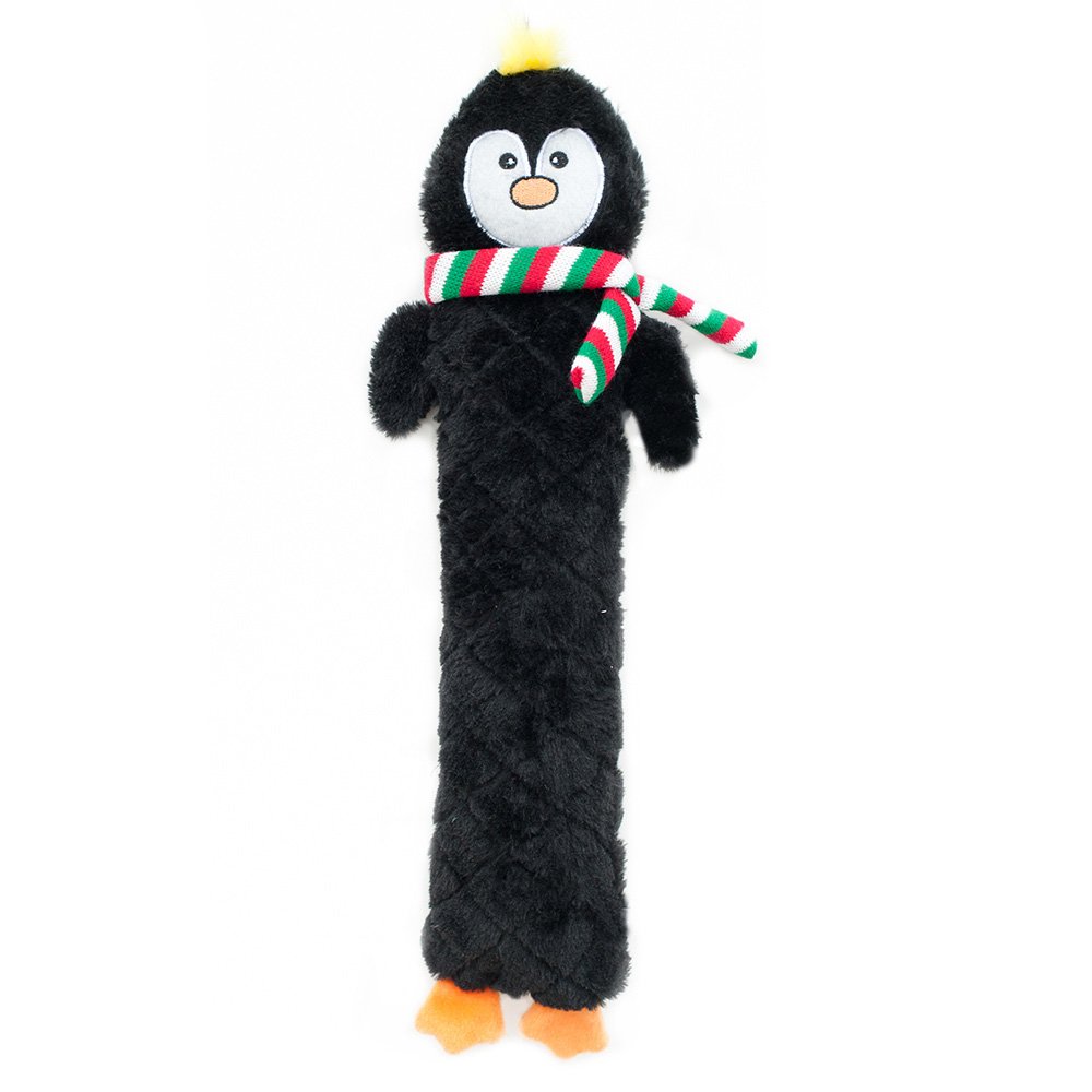 ZippyPaws Holiday Jigglerz Squeaky Plush No Stuffing Dog Toy, Penguin