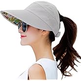 HINDAWI Sun Hats for Women Wide Brim UV Protection Sun Hat Summer Beach Packable Visor