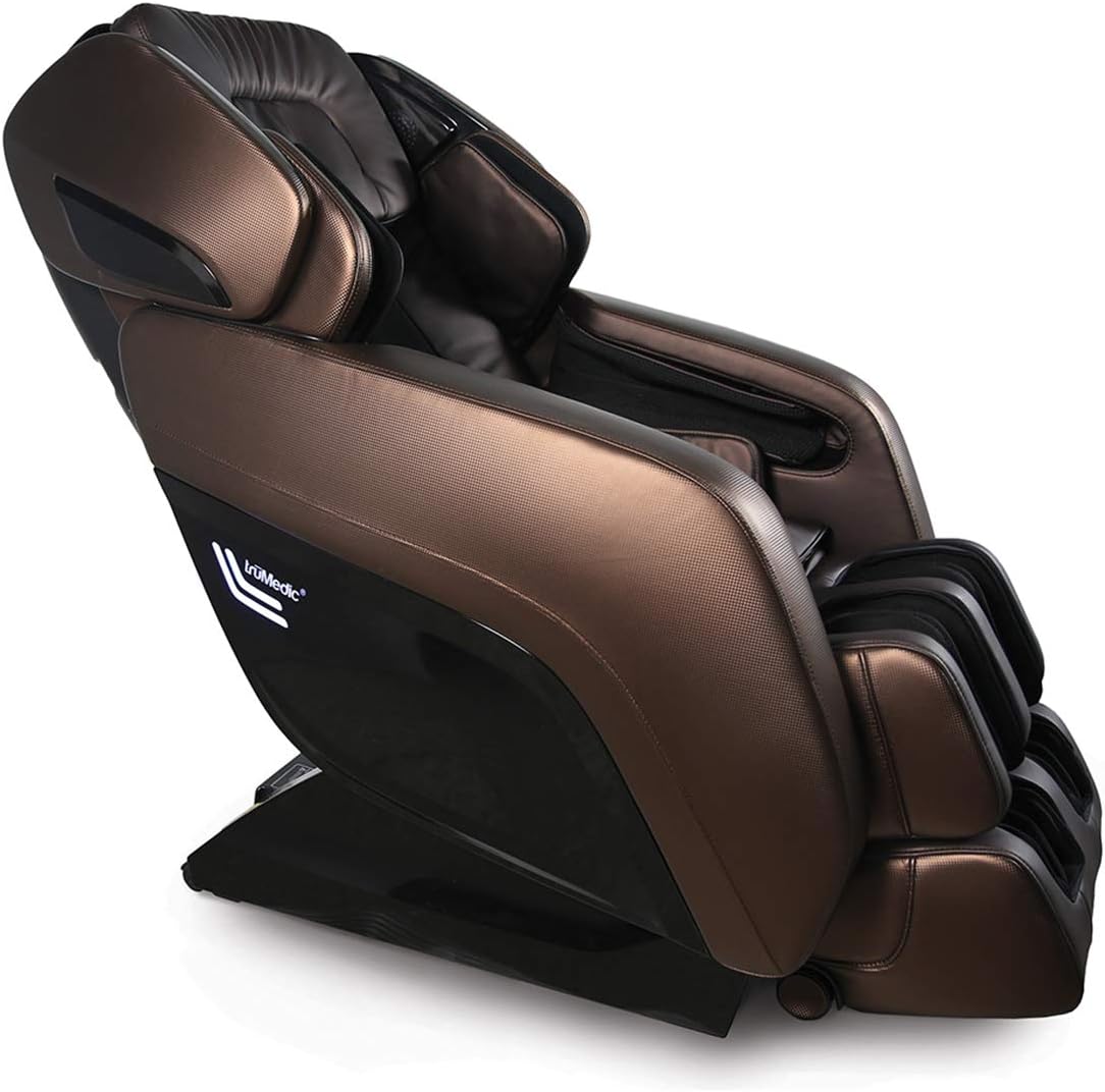 truMedic Instashiatsu 3D Massage Chair with Bluetooth Speaker - Shiatsu Lounge Style Recliner with Axis Rollers, Heated Seat & Zero Gravity Position - Refurbished & Recertified - Brown (MC-2000)