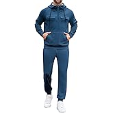 LecGee Men's Fall 2 Pieces Tracksuit Set Hoodie Long Sleeve 1/4 Zip Sweatsuits Casual Outfit With Kangaroo Pouch Pocket