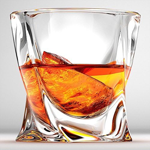 Twist Whiskey Glasses, Scotch Glasses By Ashcroft - Set Of 2. Unique, Elegant, Dishwasher Safe, Glass Liquor or Bourbon Tumblers. Ultra-Clarity Glassware.