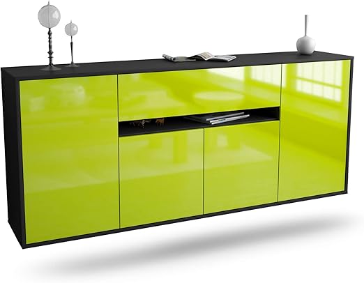 Dekati Sideboard Flint Hangend 180x77x35cm Korpus Anthrazit Matt Front Hochglanz Grun Push To Open Leichtlaufschienen Amazon De Kuche Haushalt