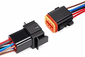 ZHOFONET 8 Pin Waterproof Connector,8 Wire Electrical Car Auto Connector,With 20CM 16AWG Long Male Female Plug Quick Disconnect Wire Connectors for Car Truck Motorcycle Marine Boat(1 Pairs Black)