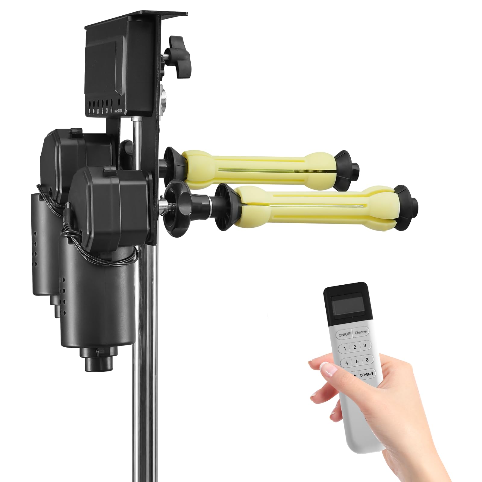 Photo 1 of Alluneitter Electric Backdrop Support System Wall Mount Motorized Electric Photo Background Roller with Remote for Studio Live Game Video Background Home, Compatible with Light Stands, Walls, Ceiling