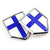 Newperlite Finland Flag Decal Sticker Car Emblem Finnish Flag Car Decoration Accessories Chrome Shield for Truck Vehicles Cars, 2 Pack