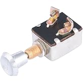 Calterm 42200 Push/Pull Switch, 12V DC/15A, 1/4 in. Terminals | Heavy Duty OFF-ON with 1/4 in. Terminals, Chrome/Nickel Finish