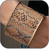 JAGWQRK Leopard Print Bracelet for Women Wide Cuff Open Leopard Print Bangles Wide Chunky Open Bangle Bracelet Trendy Jewelry