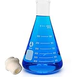 Glass Flask Erlenmeyer Flask Narrow Mouth 1000ml Graduated Flasks with Stopper（Single）