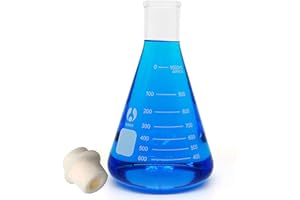 Bomex Glass Flask Erlenmeyer Flask Narrow Mouth 1000Ml Graduated Flasks with Stopper（Single） 1000Ml