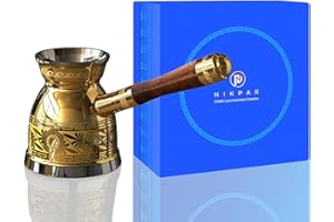NIKPAR Luxury Greek Coffee Pot Macedonian Collection - Greek Turkish Arabic Coffee Pot, Induction Coffee Maker - Patent Detac