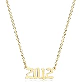 Glimmerst Birthday Year Necklace, 18K Gold Plated Stainless Steel Birth Year Number Pendant Necklace Memorable Anniversary Jewelry for Women