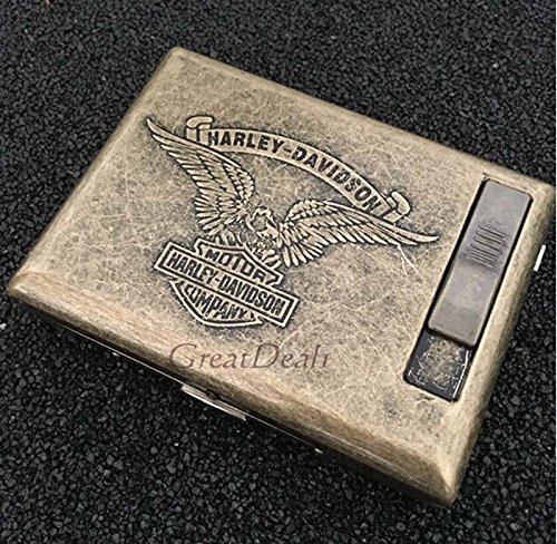 Antique Gold USB Rechargeable Windproof Metal Electric Built-in Flame Less Lighter Cigarette Cigar Storage Case (FREE CAR sticky pad for Phone PDA MP3 MP4) GD-1377 - Thumbnail 4