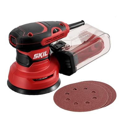 SKIL 5” Random Orbital Sander with Cyclonic Dust Box & 3pc Sanding Sheet - SR211601, Multicolor