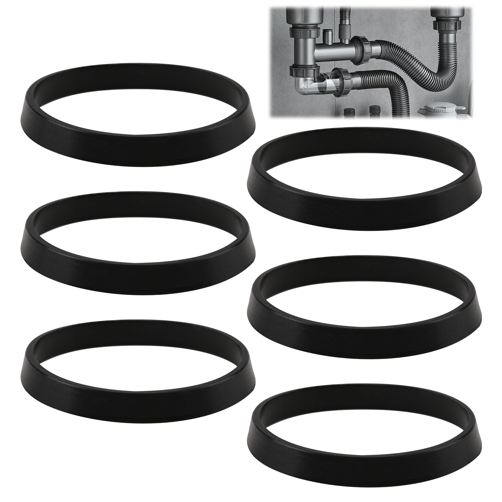 SMCEHEYA 6 PCS Rubber Washers 40MM Cone Sink Plug Rubber Seal Spacer for Plumbing 1 1/2 Inch Drain Pipe Sink Odour Trap Siphon Plumbing Fittings for 40MM Waste Pipe
