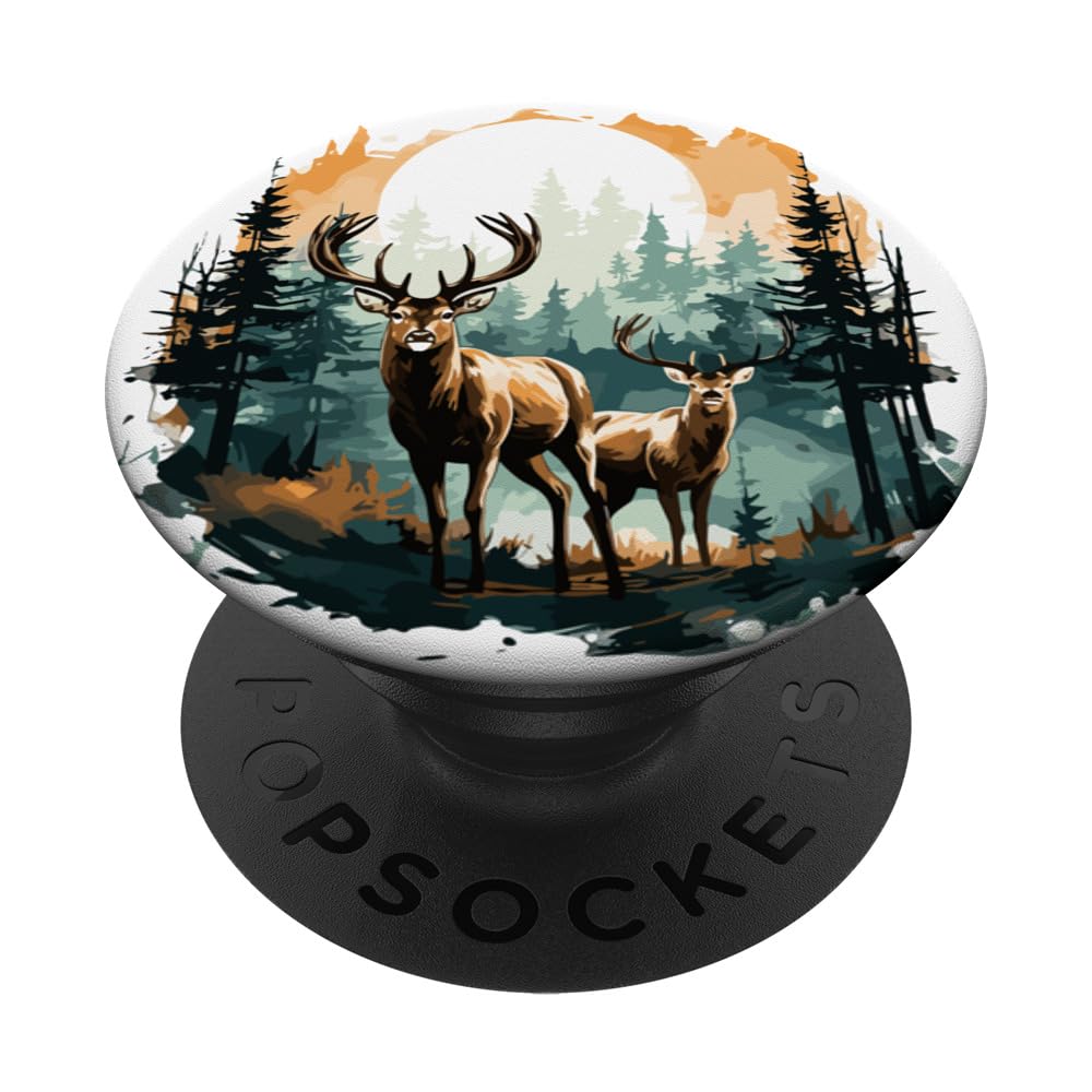 Majestic Deer Stag Sunset Forest Wilderness Cottagecore PopSockets Swappable PopGrip