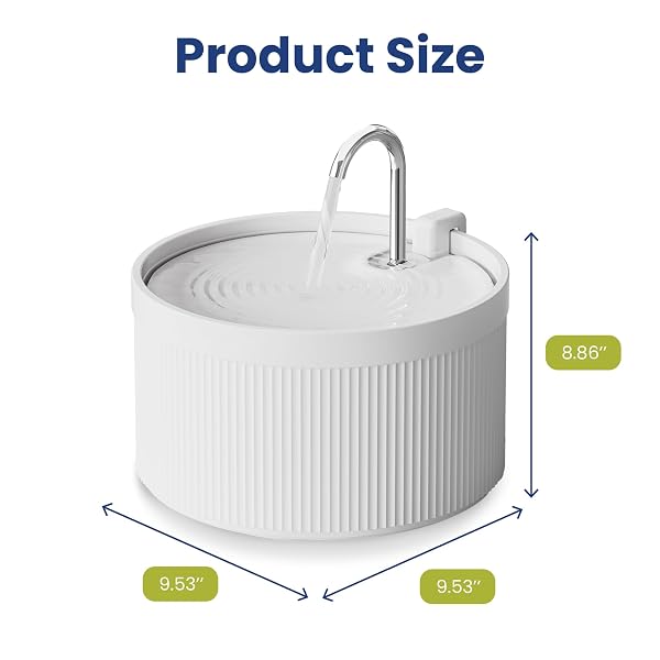 PAWSPIK CERAMIC SERENITY PET WATER FOUNTAIN – FAUCET-STYLE SPOUT, QUIET MOTOR, 5-LAYER FILTER – BPA-FREE CERAMIC BOWL FOR DOGS & CATS, 9-CUP, WHITE
