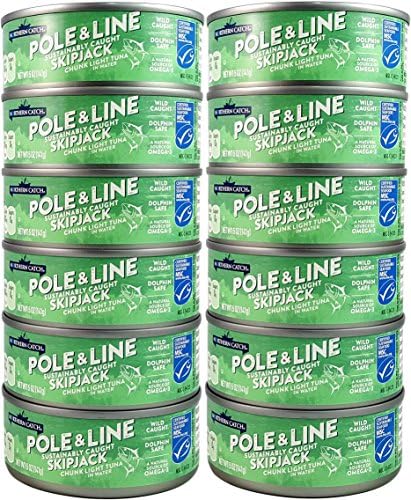 Pole &amp; Line Skipjack Tuna in Water, (Pack of 12), 5 oz Can - Northern Catch