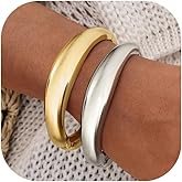 Abiotp Chunky Gold Bangles Bracelets for Women Trendy Stack Statement Bangle Irregular Cuff Bracelets Fashion Jewelry Gift