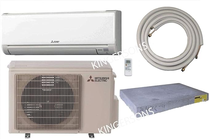 Amazon Com Mitsubishi 9 000 Btu Seer 16 Wall Mount Ductless Mini Split Inverter Cool Heat Pump System 0 7 Ton Energy Efficient With 15 Ft Line Set Condenser Pad Appliances