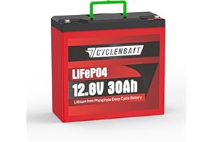 CYCLENBATT 12V 30Ah LiFePO4 Battery, 5000+ Deep Cycle Lithium Batteries Built-in 20A BMS, 12V Lithium Battery Great for HAM Radio, Garmin Fish Finder, Deer Feeder, Scooter, Replacement SLA