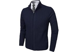 Pioneer Camp Men's Cardigan Sweaters Full Zip Up Stand Collar Slim Fit Casual Knitted Sweater with 2 Front Pockets