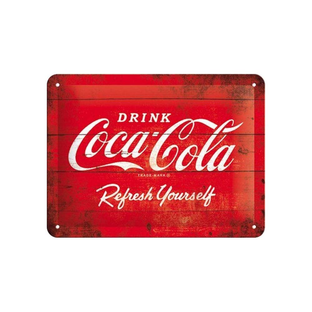Nostalgic-Art Retro Tin Sign – Coca-Cola – Logo Red – Gift idea for Coke fans, Metal Plaque, Vintage design for wall decoration, 15 x 20 cm