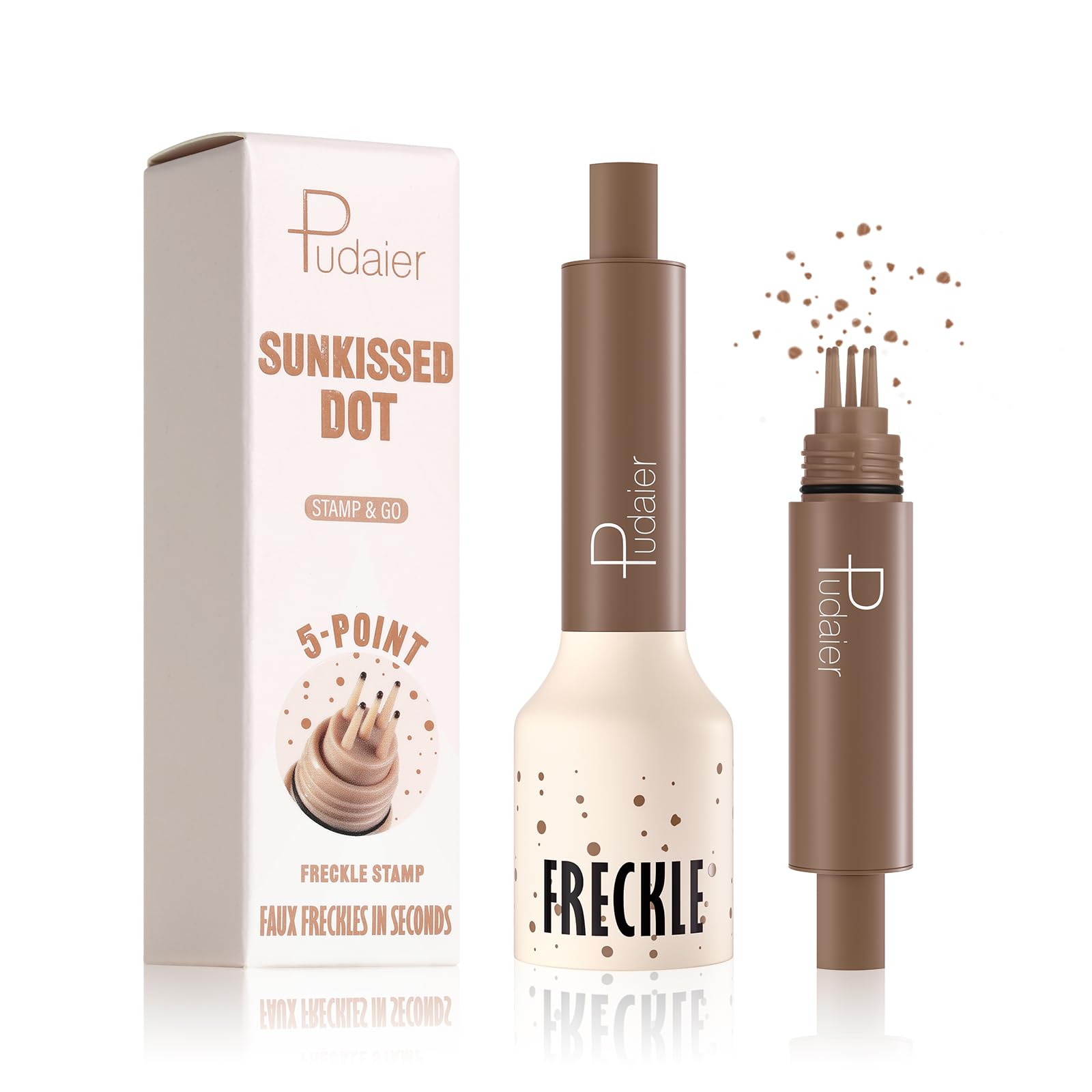 Photo 1 of Pudaier Freckle Stamp - Waterproof Faux Freckle Pen, Natural-Looking Lifelike Freckle Makeup, 5-Point Quick Dry Long-Lasting Magic Fake Freckles Marker for Sunkissed Makeup (#4-caramel)
