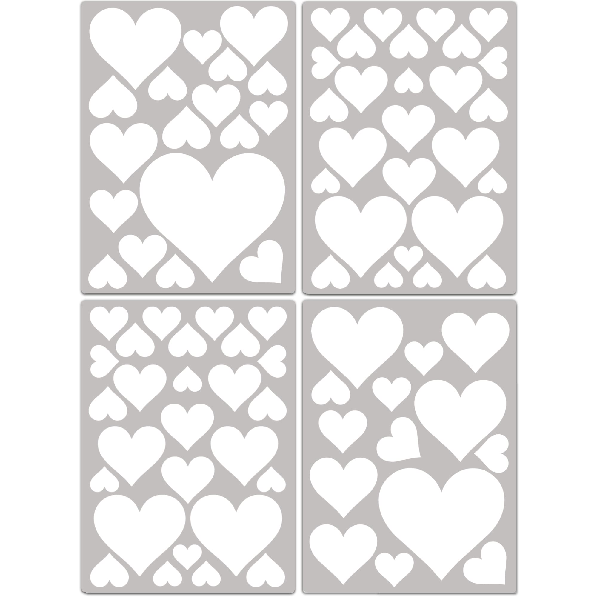PREMYO Set of 86 Heart Wall Stickers Kids - Nursery Decor Easy to Apply - Decals for Bedrooms for Girls Boys White