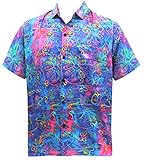 La Leela Casual Fit Men's Hawaiian Button Down Short Sleeve Pocket Shirt multicolored