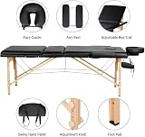 Yaheetech Portable Massage Table Folding Spa Bed 3 Section 60 cm Width Black view 6