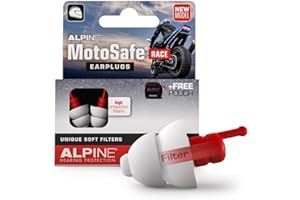 Alpine MotoSafe Race - Motorcycle Ear Plugs for Wind Noise Reduction - 20dB - Reusable, Ultra Soft, and Hypoallergenic - 1 Pa