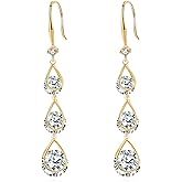 SBLING Cubic Zirconia Wedding Earrings for Brides Bridesmaids, Bridal Dangle Earrings, Crystal Drop earrings for Women Jewelry Gifts
