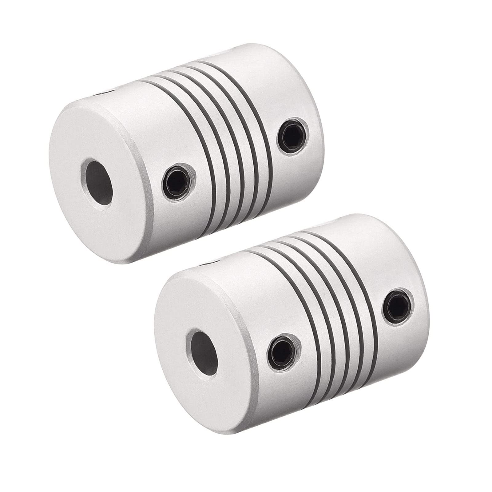 TA-VIGOR 2Pcs Shaft Coupling Flexible Coupler 5mm to 8mm Motor Connector Joint L25xD19 Aluminum Alloy Silver Stepper Motor Coupler Joint Connector