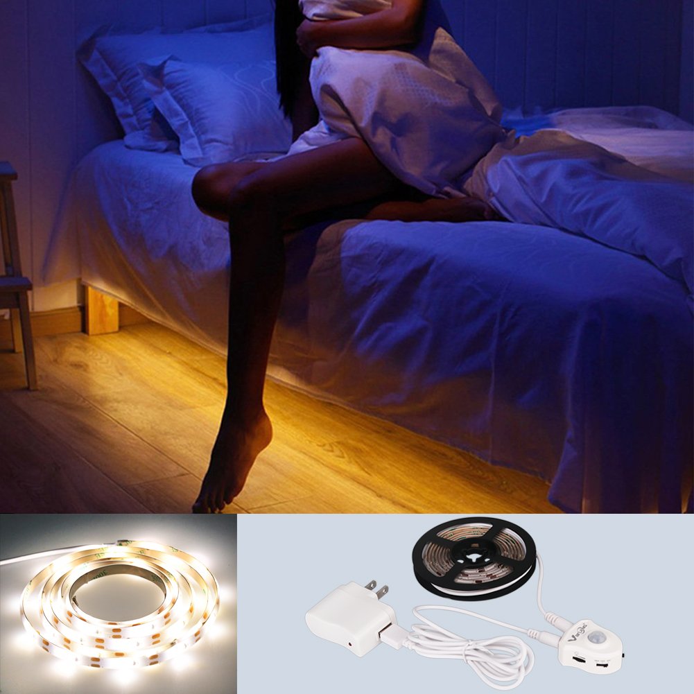 Motion Activated Under Bed Light 45 Leds Flexible Motion Sensor Beside