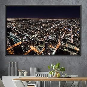signwin Framed Canvas Wall Art City Illuminations Aerial...