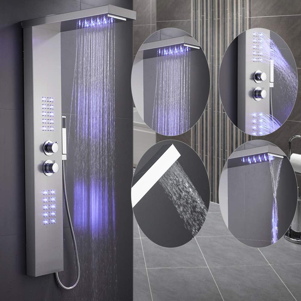 Colonne de douche LED,Panneau de douche en Acier Inoxydable avec jets