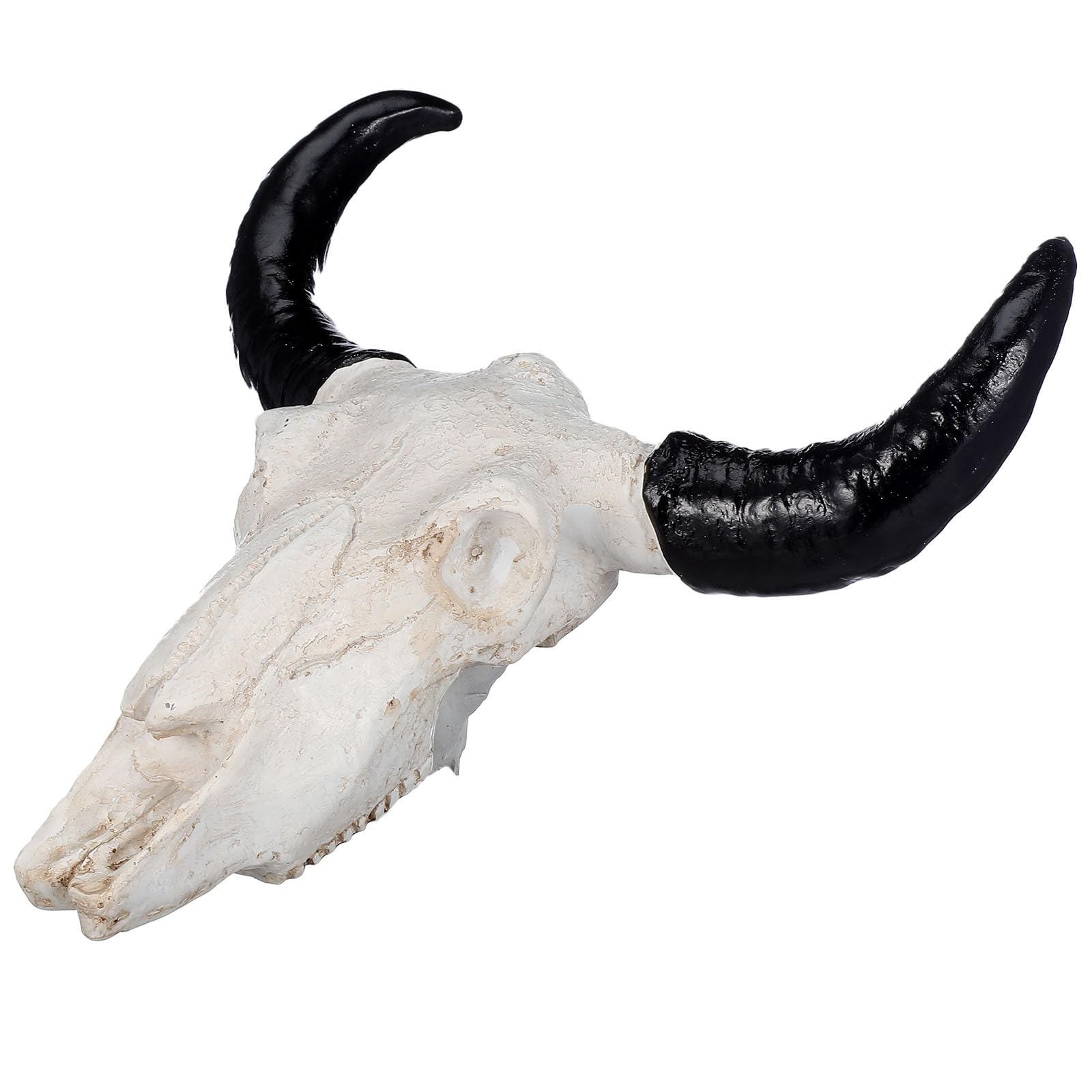 Homoyoyo 9.05 Inch Long Horn Cow Skull,Animal Skull Resin Halloween Art Crafts Ornaments for Home Office Bar Restaurant Hotel Decoration