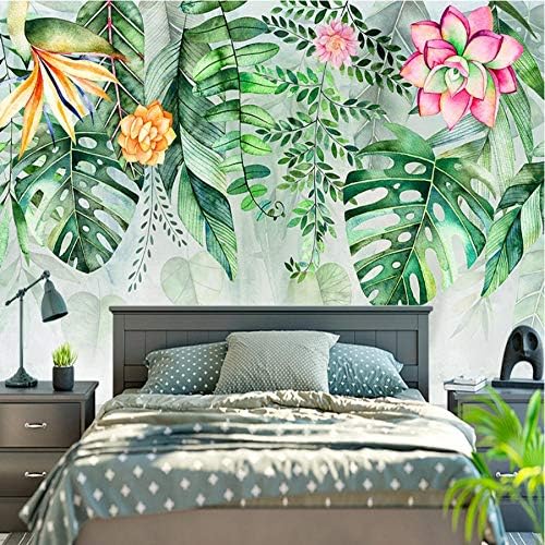 写真の壁紙モダンなシンプルな緑の葉植物壁画リビングルームダイニングルーム