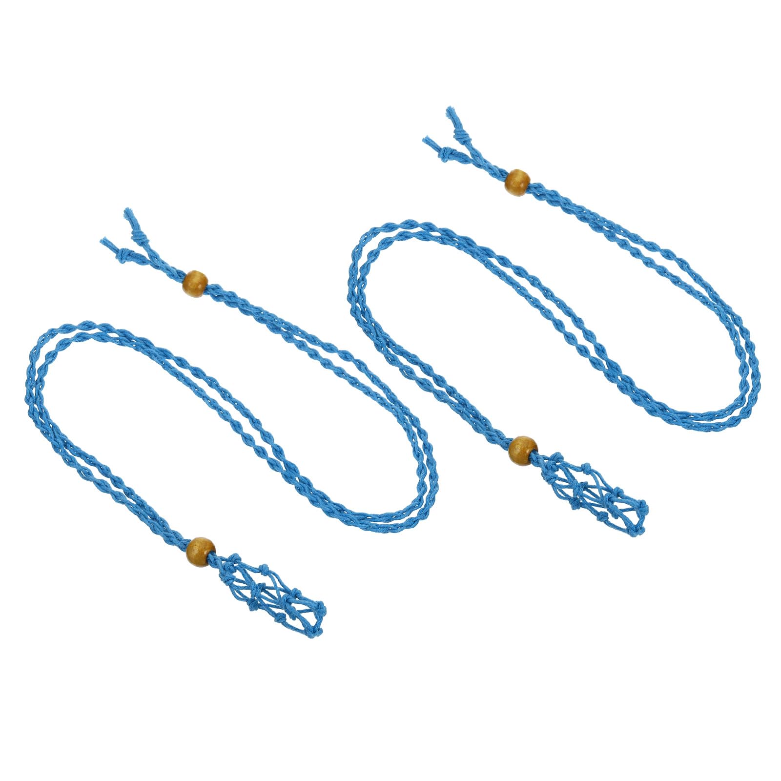 PATIKIL Empty Stone Necklace Holder, 2 Pcs Crystal Stone Holder Cage, Crystal Stone Necklace Cord with Adjustable Length for DIY Bracelet Necklace Jewelry, Blue