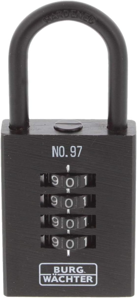 BURG-WÄCHTER Padlock with Combination Lock, Numero 97, 40 mm, Cast Iron, Black