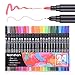 qianshan Dual Brush Pen Colored Art Markers 24 Colors - With Fineliner Fibre Tip 0.4 Fine Point - Sketch Drawing Marker - perfect for coloring books for adults