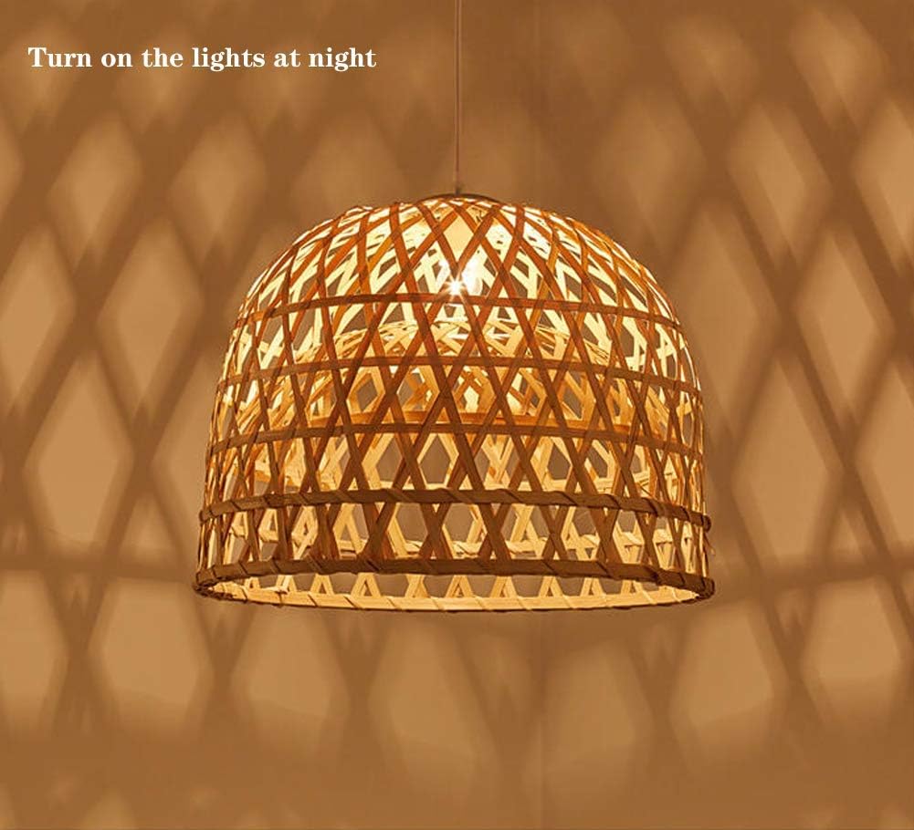 Berlato Pendant Light Hand-Woven from Bamboo Pendant lamp Adjustable Height Creative Design Lampshade Personalized Hanging lamp Rattan Chandelier Pendant for Dining Room Bedroom - - 