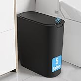 Cesun Motion Sensor Trash Can, 5 Gallon Automatic Bathroom Garbage Can with Lid, Touchless Smart Plastic Slim Wastebasket for Bathroom, Office, rv, Bedroom, Living Room, Black