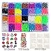 11000 Pc Rainbow Color Loom Bands Mega DIY Refill - 10500 Premium Quality Rubber Bands, 500 S Clips, 175 Beads, 24 Charms & Organizer Case